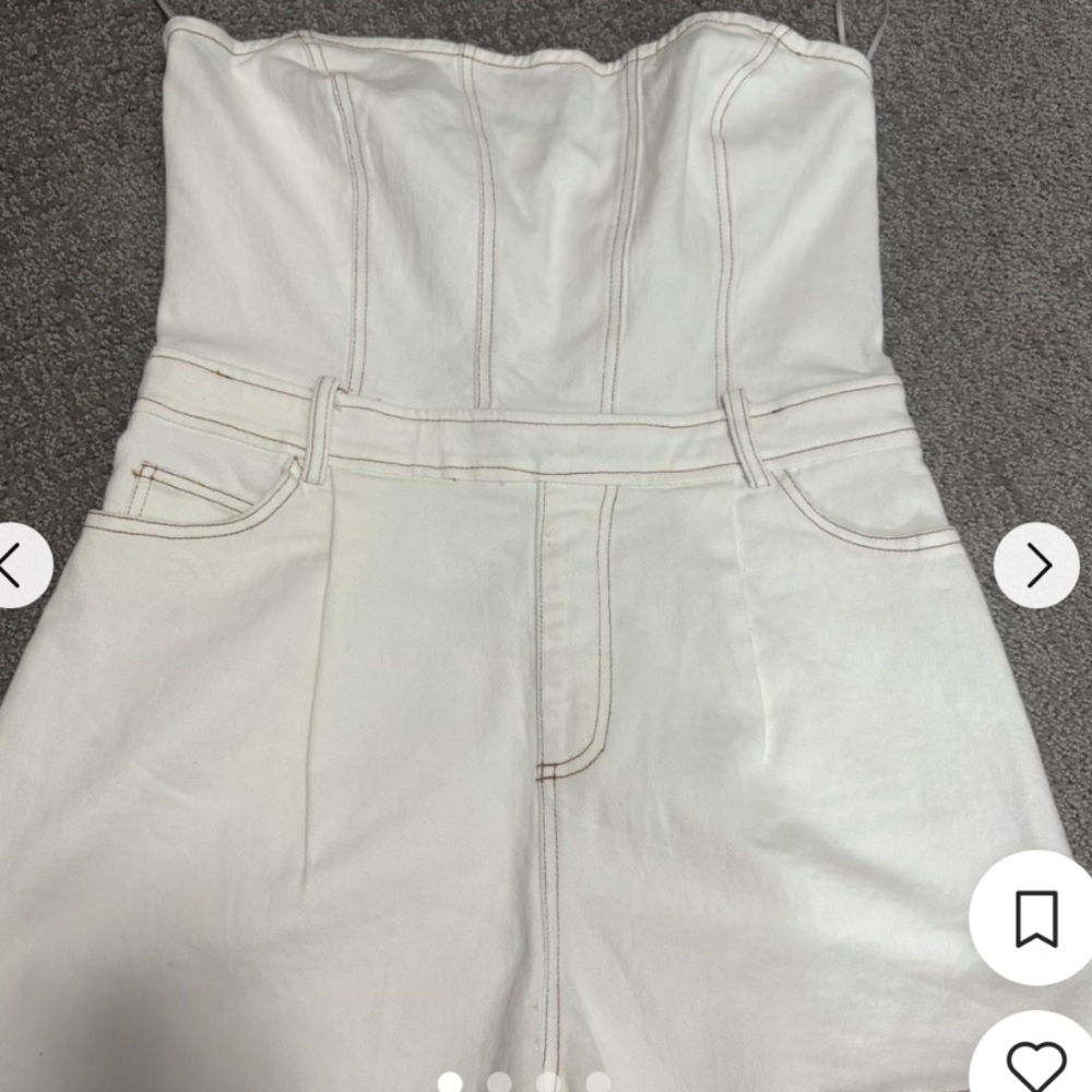 White Strapless Denim Romper